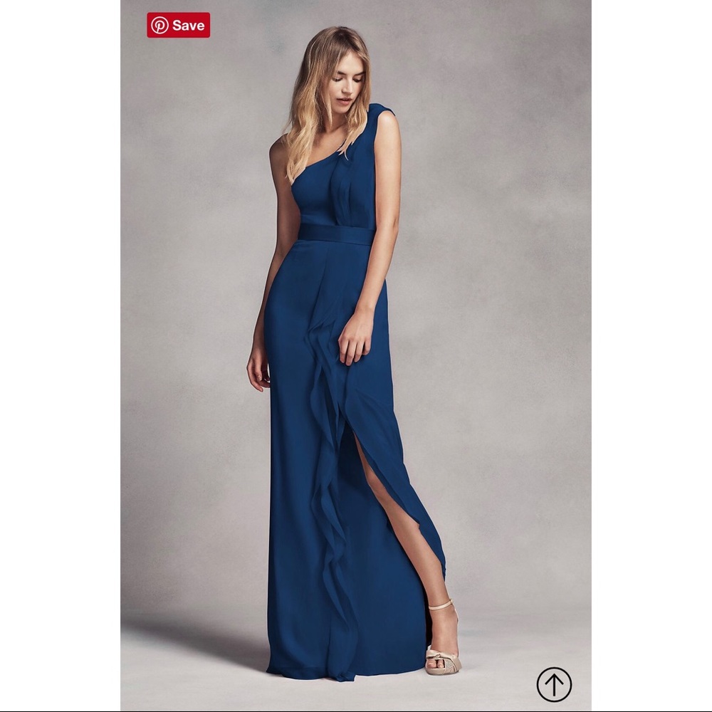 LONG ONE-SHOULDER BRIDESMAID DRESS WITH RUFFLES